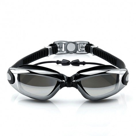 HD Electroplate Swimming Goggles One Piece Earplug