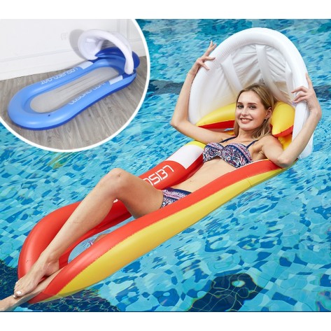 Adult Inflatable Pool Float Raft with Shade Water Lounge