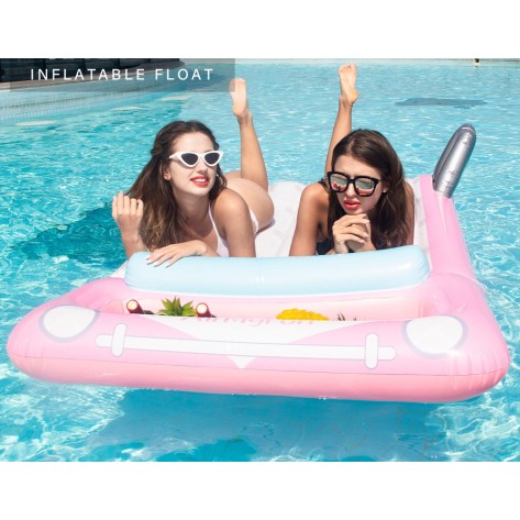 Inflatable Floating Row Double Pink Floating Bed