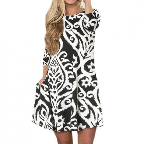 Casual Printed Loose Short Dress