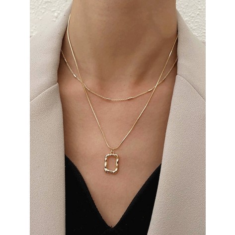 Linked By Love Two-layer Gold Pendant Necklace