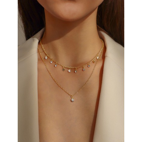 Tears of Joy 14KT Gold Rhinestone Pendant Necklace