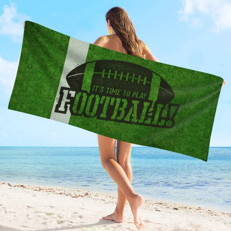 Green Rugby Quick Dry Microfiber Beach Towel