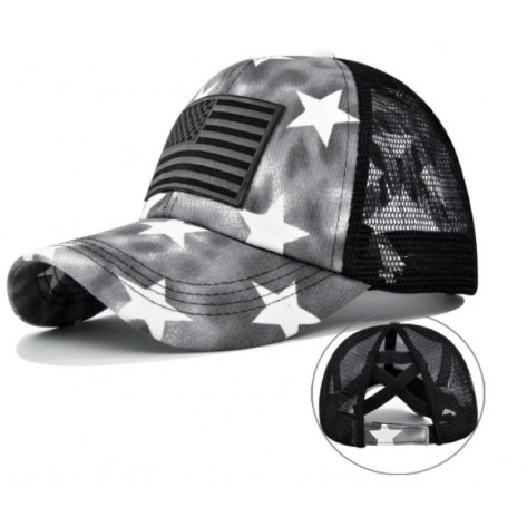 black criss cross ponytail hat baseball cap