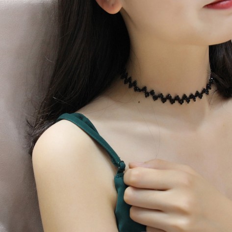 Black Crystal Choker Necklace