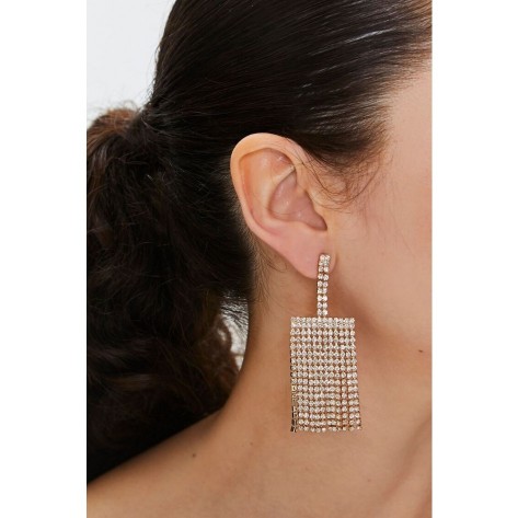 Rhinestone Fringe Drop Earrings