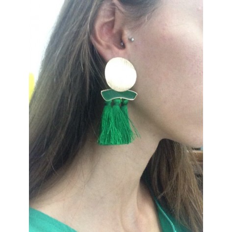 Vacation Dreams Green Tassel Earrings