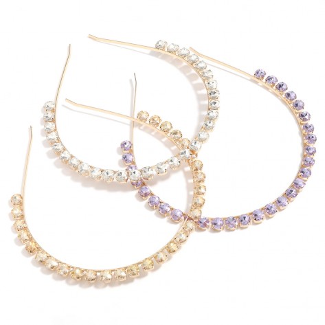 Oh My Elegance Gold Rhinestone Hoop Earrings