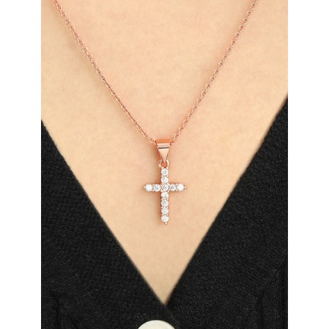 Faux Gem Cross Necklace