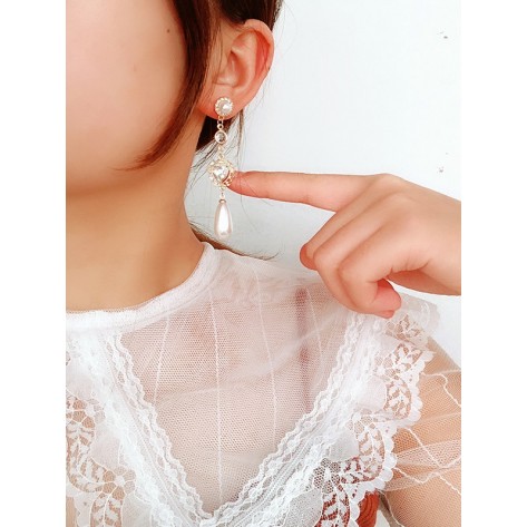 Drop of Elegance Gold Multi Rhinestone Drop Earrings