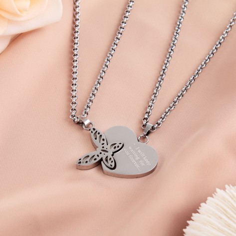 heart butterfly necklace for women