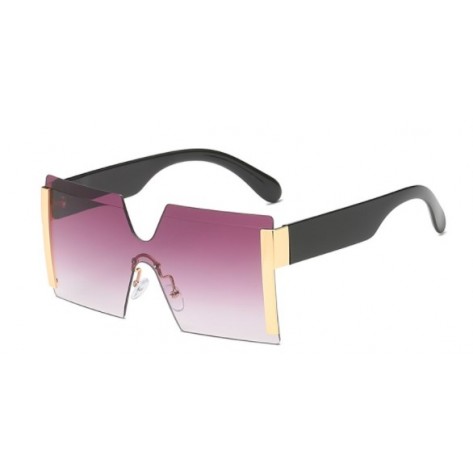 rimless square frame purple sunglasses