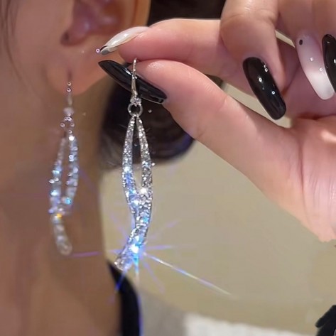 silver tassel drop earrings for women
