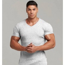 Men's Muscle T Shirts Stretch Short Sleeve Workout Tee Shirts