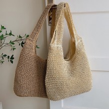 Hand-woven Soft Large Straw Shoulder Bag