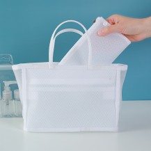 2 PCS Travel Storage Bag Portable PVC Mesh Wash Bag