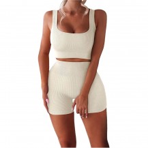 Women's Workout Sets Ribbed Tank 2 Piece 
