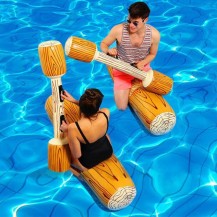 4 Pcs Inflatable Pool Fighting Float Row Toys Battle Log Rafts for 2 Players