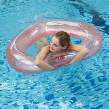 Glitter Swimming Ring Pink Heart Float