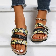 Women's Lightweight Cork Slide-Sandals