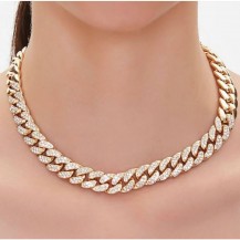 Rhinestone Curb Chain Necklace