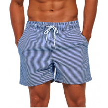 striped drawstring waist swimming trunks