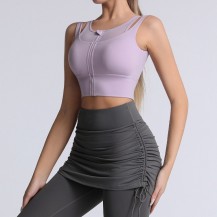 Zipper Closure Tank Top Sports Bras
