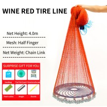 Wine Red Tire Line Fishing Cast Net