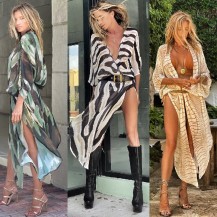 Sexy Stripe Swimsuits Cover Up Cardigan