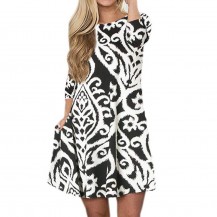 Casual Printed Loose Short Dress