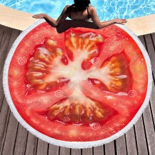 Tomato Microfiber Round Beach Towel
