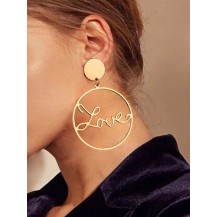Rhinestone Love Hoop Earrings