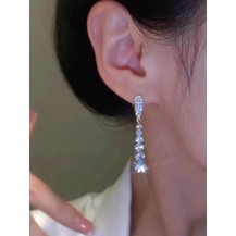 Sparkling Intrigue Silver Rhinestone Statement Earrings