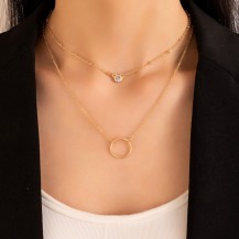 Round Up Gold Rhinestone Layered Necklace