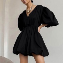 Short Sleeve V-neck Dress