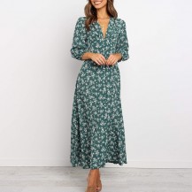 Casual Floral V-neck Dress