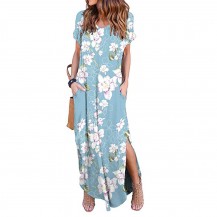 Floral Printed Side Split Long Dresses