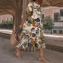 Casual Loose Floral Printed A-line Dress