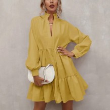 Casual V Neck A-line Dress
