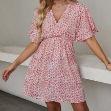 Casual V Neck A-line Short Dress