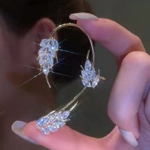 crystal leaves ear cuff