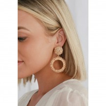 Creative Muse Gold Textured Circle Earrings