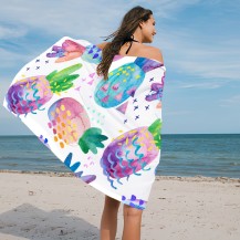 Watercolor Pineapple Microfiber Beach Towel
