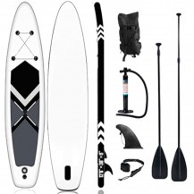 black and white inflatable stand up paddle board