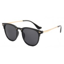 black aviator sunglasses with gold trim