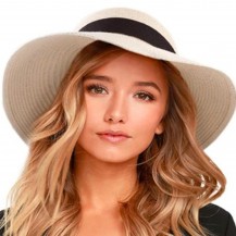 bowknot decor beige straw hat