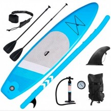 blue inflatable stand up paddle board