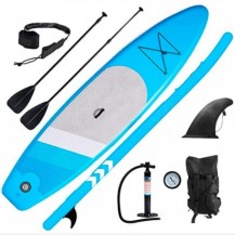 blue inflatable stand up paddle board