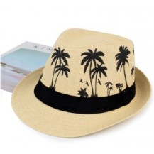 coconut tree print straw hat