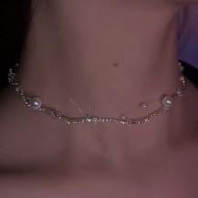 Diamond Pearl Choker Necklace